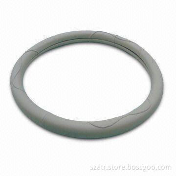 Car Steering Wheel Cover, Made of PU or Genuine Leather, Available in Gray Color